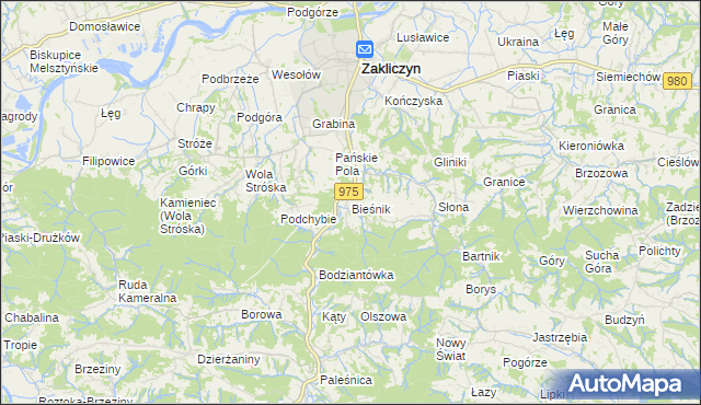 mapa Bieśnik gmina Zakliczyn, Bieśnik gmina Zakliczyn na mapie Targeo
