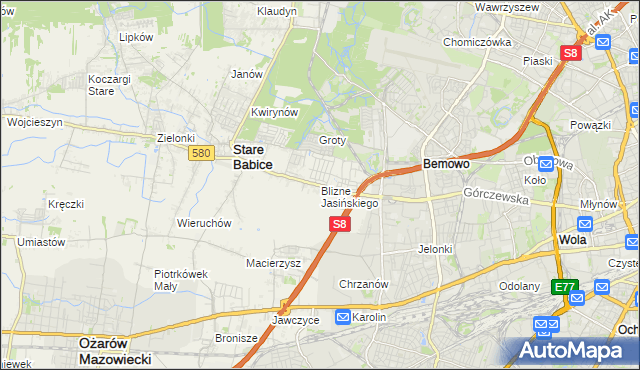 mapa Blizne Jasińskiego, Blizne Jasińskiego na mapie Targeo