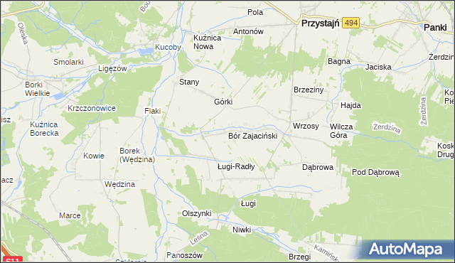 mapa Bór Zajaciński, Bór Zajaciński na mapie Targeo