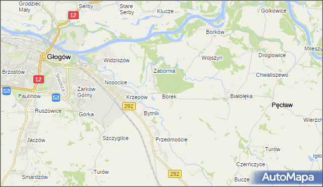 mapa Borek gmina Głogów, Borek gmina Głogów na mapie Targeo