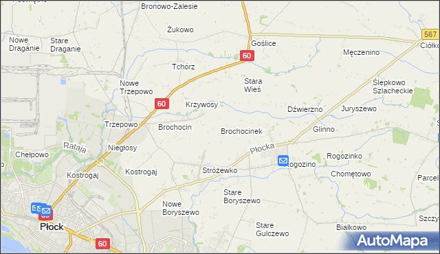 mapa Brochocinek gmina Radzanowo, Brochocinek gmina Radzanowo na mapie Targeo