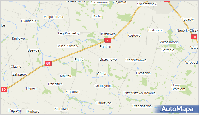 mapa Brzechowo, Brzechowo na mapie Targeo