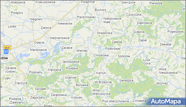 mapa Chrostowa gmina Łapanów, Chrostowa gmina Łapanów na mapie Targeo