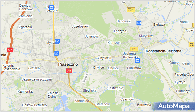 mapa Chyliczki gmina Piaseczno, Chyliczki gmina Piaseczno na mapie Targeo