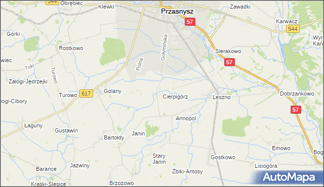 mapa Cierpigórz gmina Przasnysz, Cierpigórz gmina Przasnysz na mapie Targeo