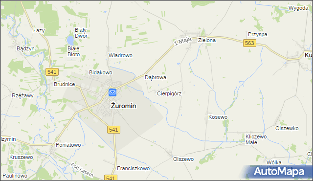 mapa Cierpigórz gmina Żuromin, Cierpigórz gmina Żuromin na mapie Targeo