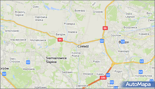 mapa Czeladź, Czeladź na mapie Targeo
