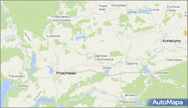 mapa Dąbrowa Człuchowska, Dąbrowa Człuchowska na mapie Targeo