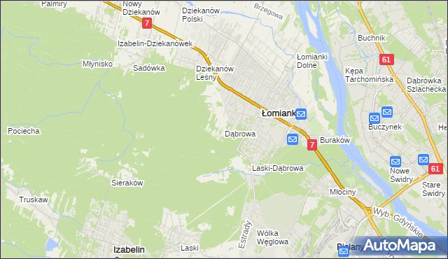 mapa Dąbrowa gmina Łomianki, Dąbrowa gmina Łomianki na mapie Targeo