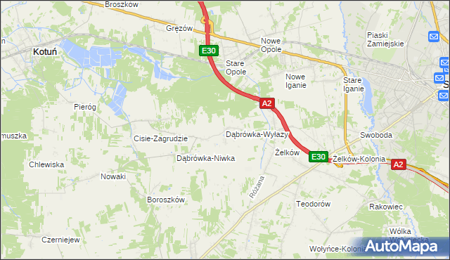 mapa Dąbrówka-Wyłazy, Dąbrówka-Wyłazy na mapie Targeo