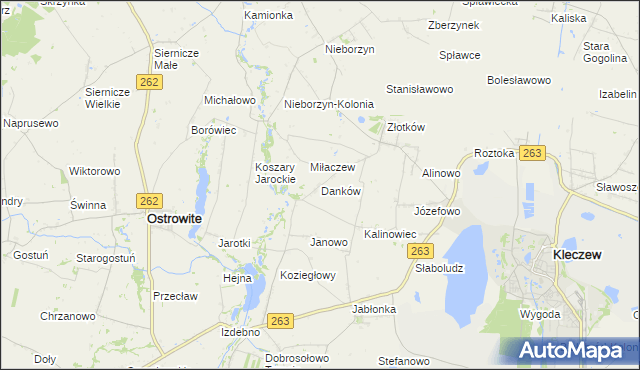 mapa Danków gmina Kleczew, Danków gmina Kleczew na mapie Targeo