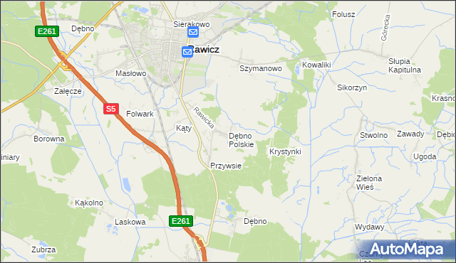 mapa Dębno Polskie, Dębno Polskie na mapie Targeo