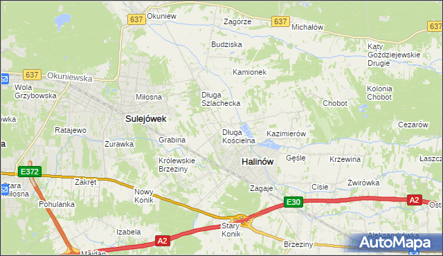 mapa Długa Kościelna, Długa Kościelna na mapie Targeo