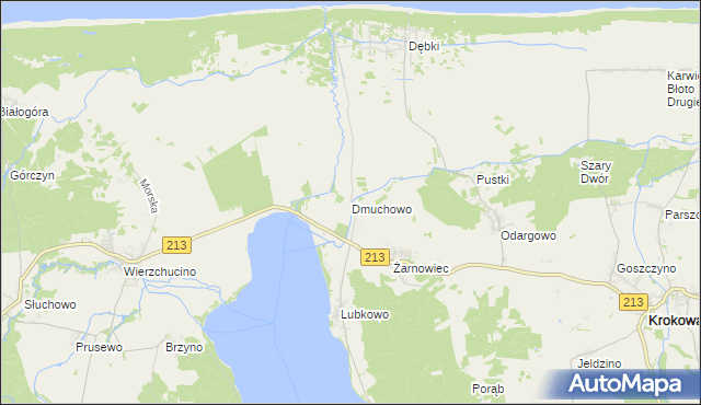 mapa Dmuchowo gmina Krokowa, Dmuchowo gmina Krokowa na mapie Targeo