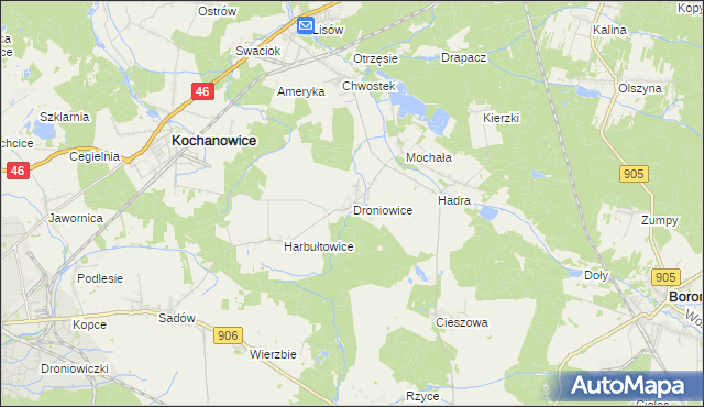 mapa Droniowice, Droniowice na mapie Targeo