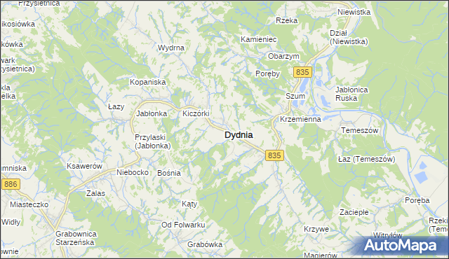 mapa Dydnia, Dydnia na mapie Targeo