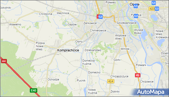 mapa Dziekaństwo, Dziekaństwo na mapie Targeo