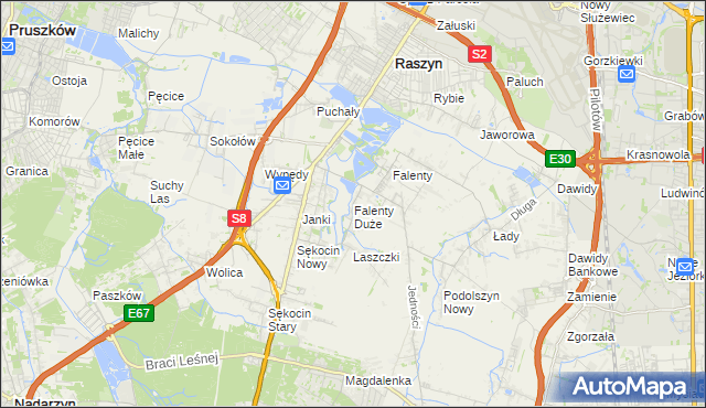 mapa Falenty Duże, Falenty Duże na mapie Targeo