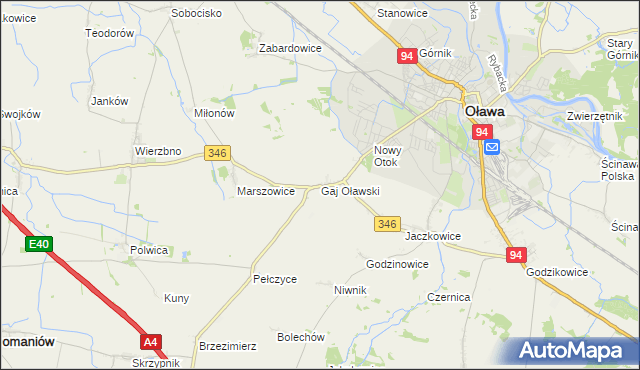 mapa Gaj Oławski, Gaj Oławski na mapie Targeo