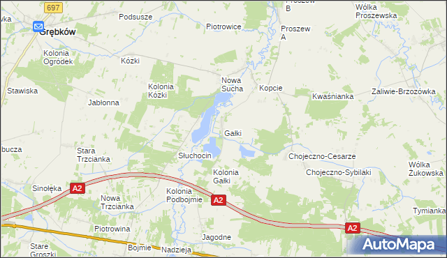 mapa Gałki gmina Grębków, Gałki gmina Grębków na mapie Targeo