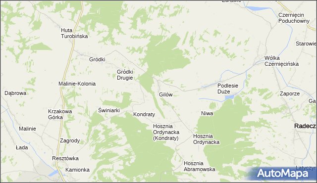 mapa Gilów gmina Goraj, Gilów gmina Goraj na mapie Targeo