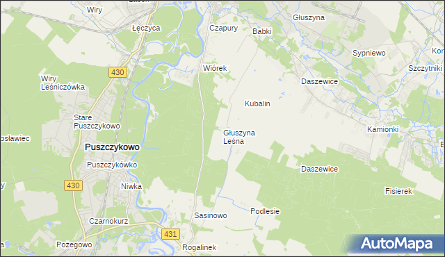 mapa Głuszyna Leśna, Głuszyna Leśna na mapie Targeo