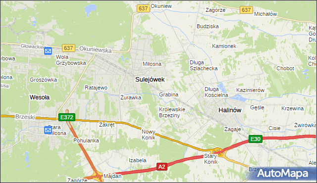 mapa Grabina gmina Halinów, Grabina gmina Halinów na mapie Targeo