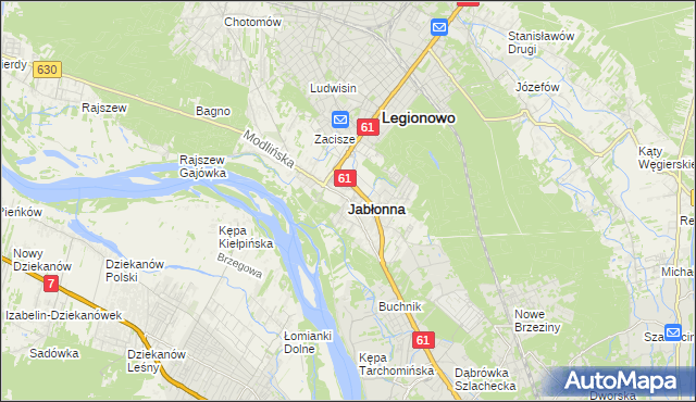 mapa Jabłonna powiat legionowski, Jabłonna powiat legionowski na mapie Targeo