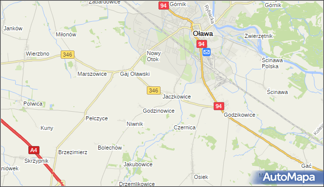 mapa Jaczkowice, Jaczkowice na mapie Targeo