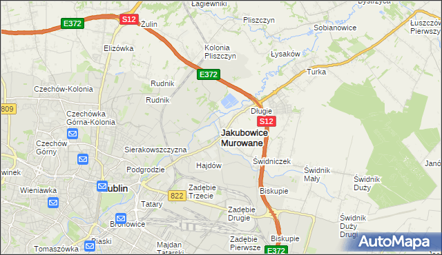 mapa Jakubowice Murowane, Jakubowice Murowane na mapie Targeo