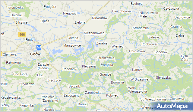 mapa Jaroszówka gmina Gdów, Jaroszówka gmina Gdów na mapie Targeo