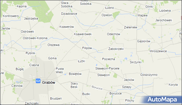 mapa Jaworów gmina Grabów, Jaworów gmina Grabów na mapie Targeo