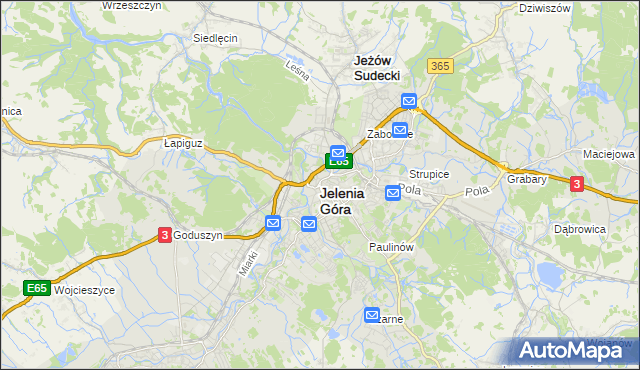 mapa Jelenia Góra, Jelenia Góra na mapie Targeo