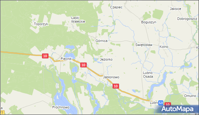 mapa Jeziorko gmina Wałcz, Jeziorko gmina Wałcz na mapie Targeo