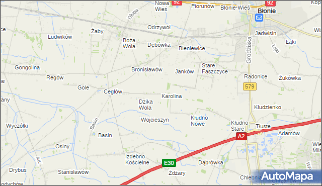 mapa Karolina gmina Baranów, Karolina gmina Baranów na mapie Targeo