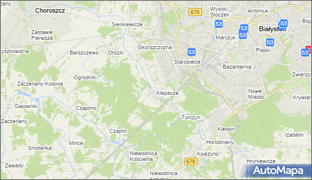 mapa Klepacze gmina Choroszcz, Klepacze gmina Choroszcz na mapie Targeo