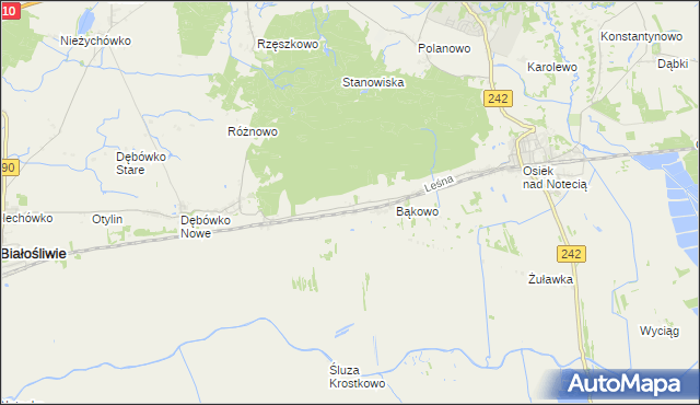 mapa Komorowo gmina Wyrzysk, Komorowo gmina Wyrzysk na mapie Targeo
