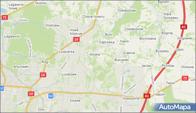 mapa Kopanka gmina Nowosolna, Kopanka gmina Nowosolna na mapie Targeo