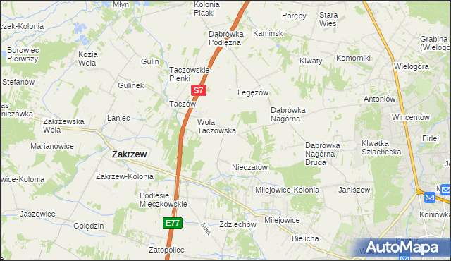 mapa Kozinki, Kozinki na mapie Targeo