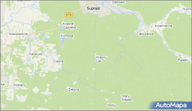 mapa Krasny Las, Krasny Las na mapie Targeo