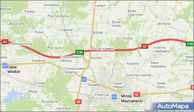 mapa Królewiec gmina Mińsk Mazowiecki, Królewiec gmina Mińsk Mazowiecki na mapie Targeo