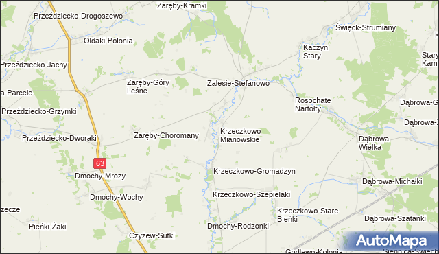 mapa Krzeczkowo Mianowskie, Krzeczkowo Mianowskie na mapie Targeo