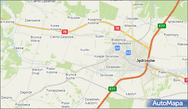 mapa Książe-Skroniów, Książe-Skroniów na mapie Targeo