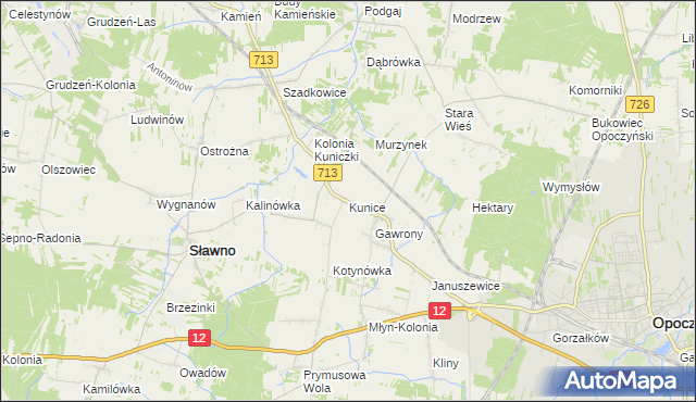 mapa Kunice gmina Sławno, Kunice gmina Sławno na mapie Targeo