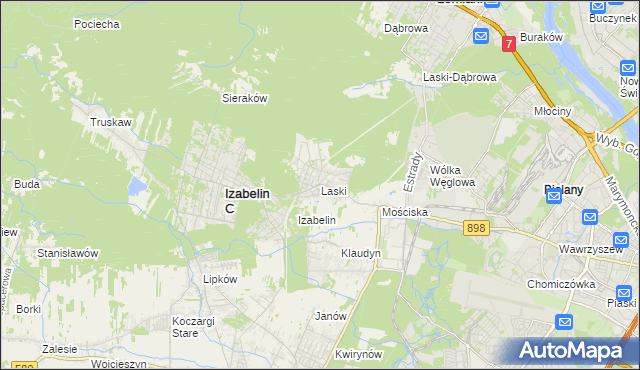 mapa Laski gmina Izabelin, Laski gmina Izabelin na mapie Targeo