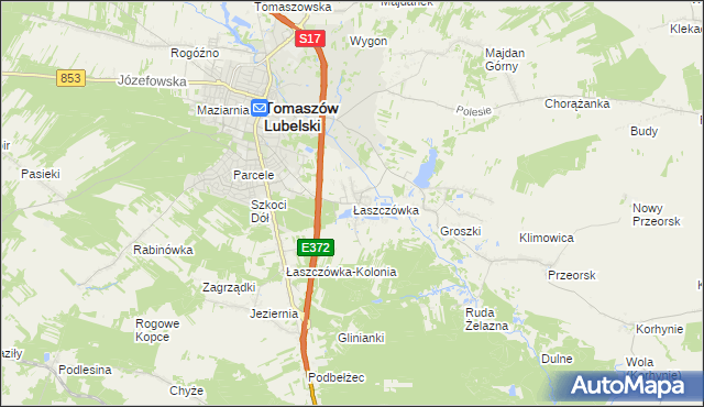 mapa Łaszczówka, Łaszczówka na mapie Targeo