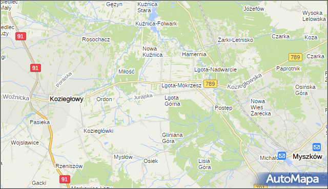 mapa Lgota Górna, Lgota Górna na mapie Targeo