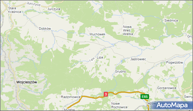 mapa Lipa gmina Bolków, Lipa gmina Bolków na mapie Targeo