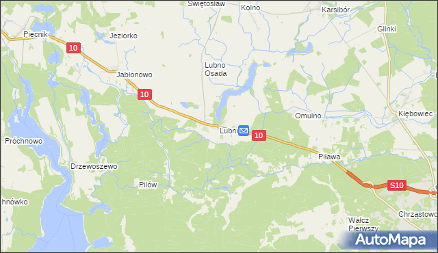 mapa Lubno gmina Wałcz, Lubno gmina Wałcz na mapie Targeo