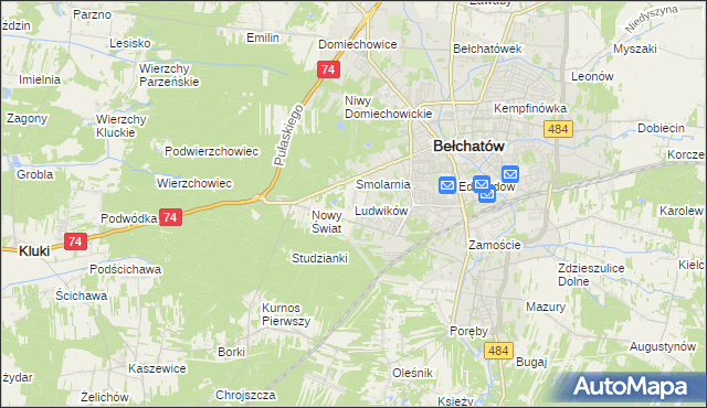 mapa Ludwików gmina Bełchatów, Ludwików gmina Bełchatów na mapie Targeo